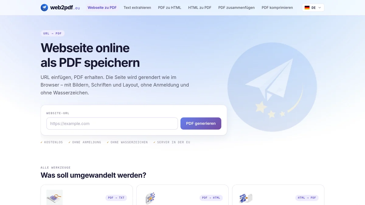 web2pdf.eu: Webseite als PDF speichern – die Entwicklung einer mehrsprachigen PDF-Toolbox